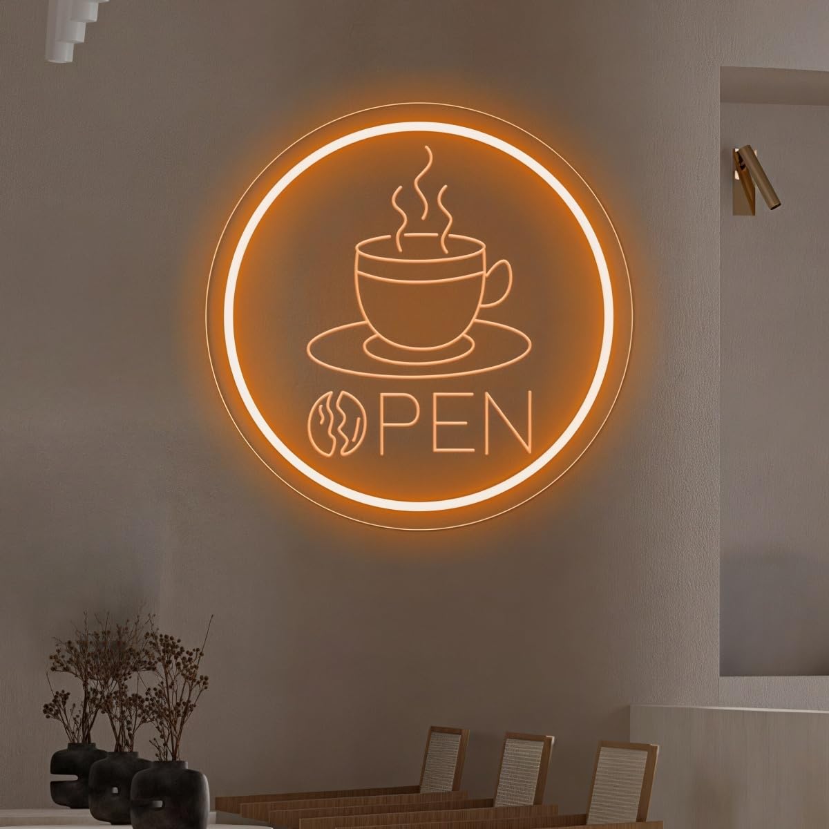 Coffee Open Sign for Business, Coffee Cup Neon Lights for Cafe Shop Home Bar Bistro Restaurant Kitchen Shop Window Welcome Sign