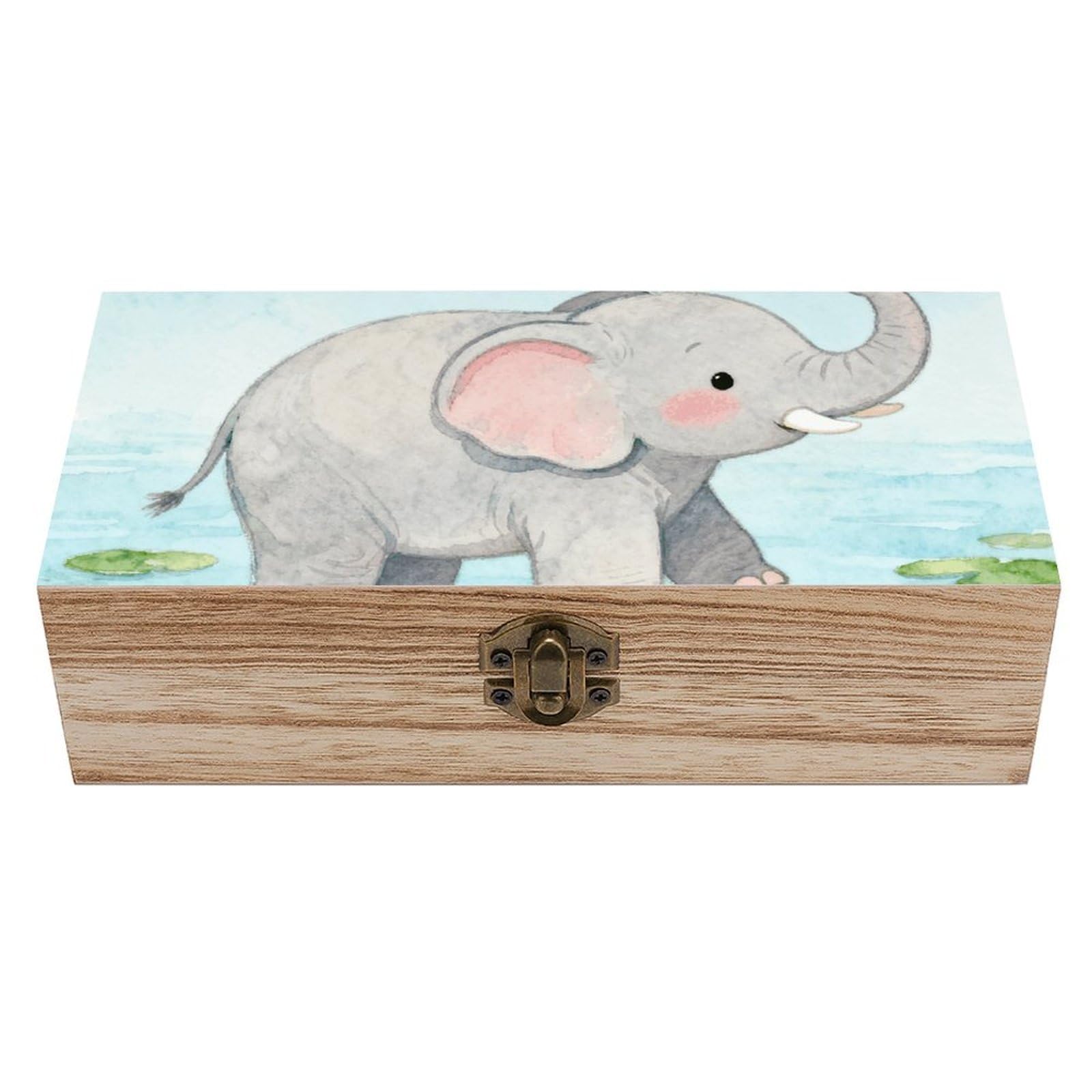 LZQPOEAS Elephant Wooden Storage Box Small Decorative Box with Hinged Lid Handmade Elegant Keepsake Storage Box for Jewelry, Photos, Trinkets, Letter Gifts, Small Heirlooms