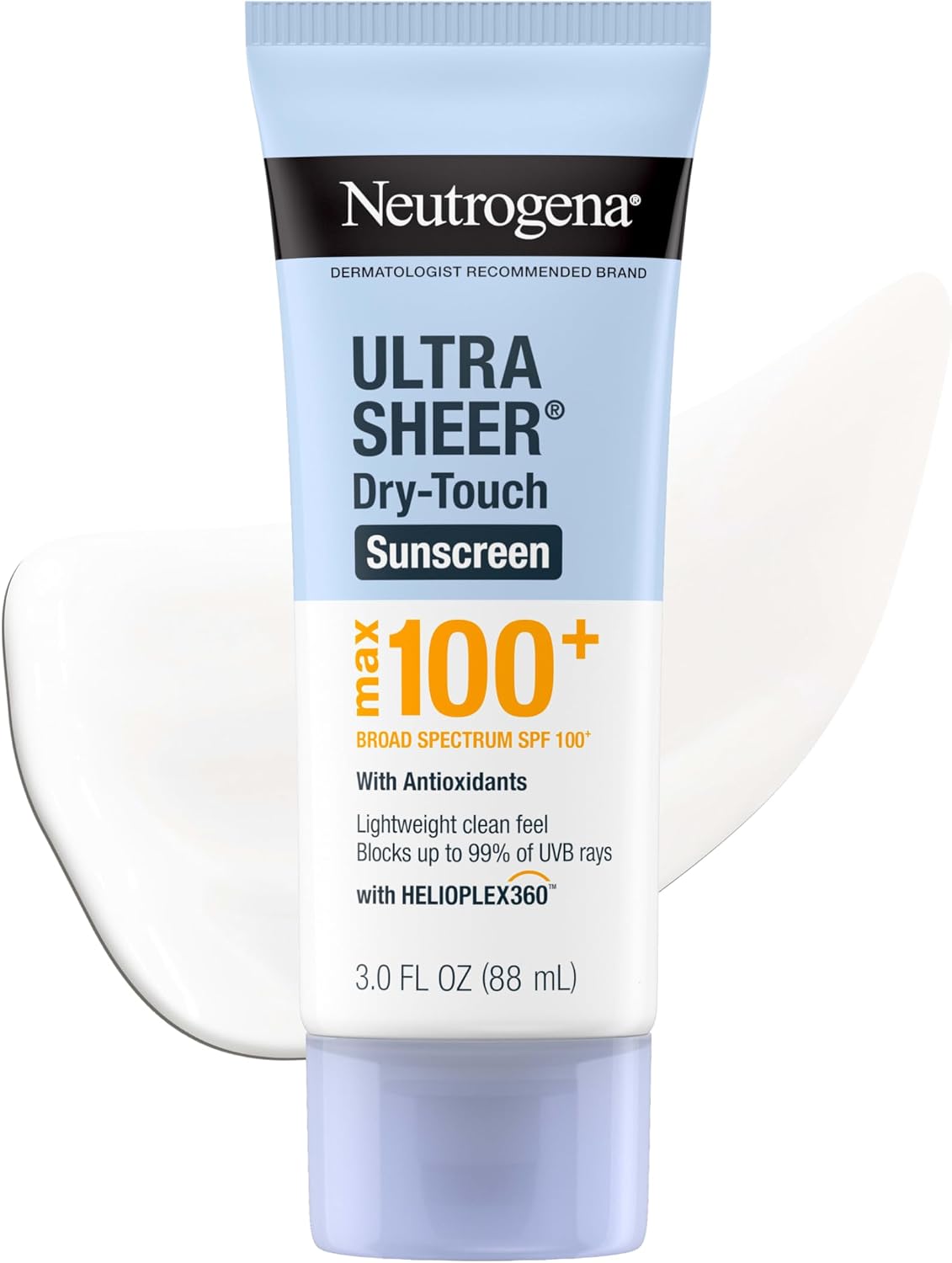 Neutrogena Ultra Sheer Dry Touch Sunscreen Lotion, Max SPF 100+, 3 fl. oz | Broad Spectrum for UVA/UVB Protection, Lightweight Sunscreen, Non-Greasy Formula, Oxybenzone-Free, Contains Antioxidants