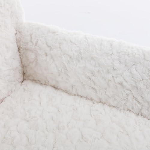 Miniatura 8 de HomVent Bonita silla de oficina peluda, moderna silla de escritorio de piel sintética blanca, silla de escritorio de maquillaje con ruedas y base