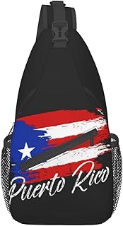 Cute Puerto Rico Flag Sling Backpack, Multipurpose Crossbody Shoulder Bag Travel Hiking Puerto Rican Casual Daypack for Men Women
