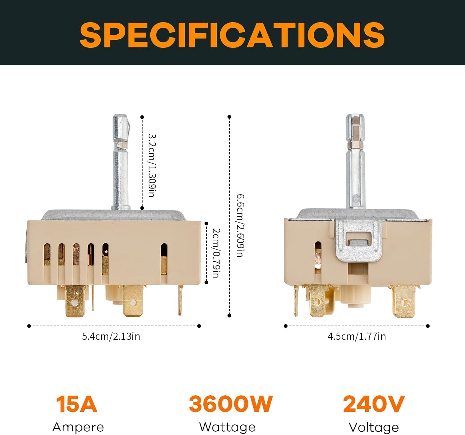 DG44-01006B Dual Infinite Switch For Samsung, PER001-12D Compatible with Samsung Range Oven Surface Element Control, Fits Stove NE59J7750WS NE58K9850WS NE59M4310SS Replacement Parts