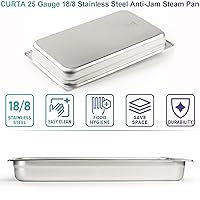 Vista 59 de CURTA Paquete de 6 cubiertas de sartén de mesa de vapor de tamaño 1/4 con asa, NSF, tapa de bandeja de hotel, tapa de comida de catering