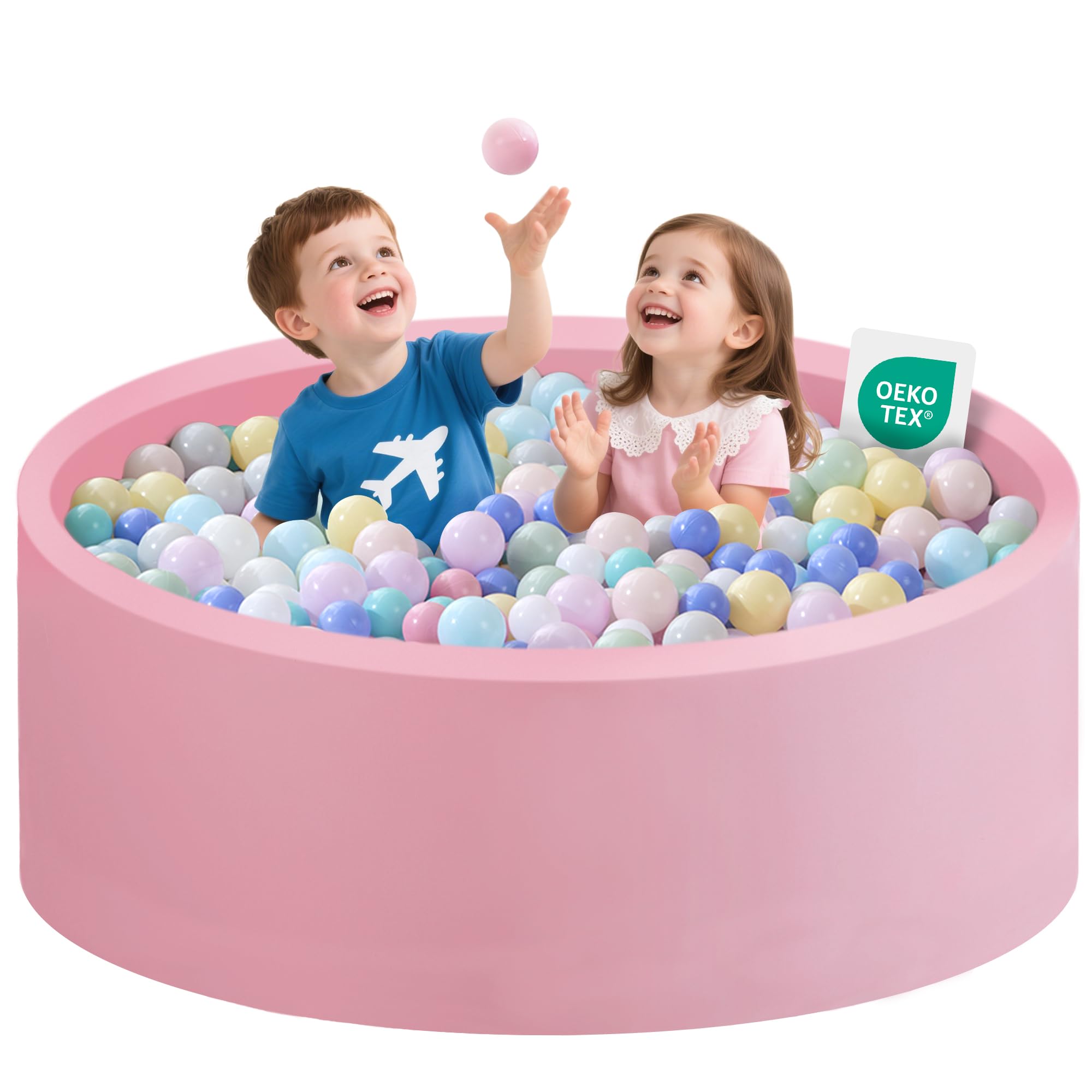 Zedachica Ball Pit for Toddlers 1-3 Memory Foam Ball Pits 47.24''x15.75'' Baby Ball Pit Indoor and Outdoor Game Round Play Ball Pool For Children for Girls and Boys (Pink, NO Balls)