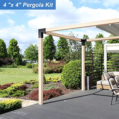 Loyesm Pergola Brackets 4X4Inch,4Pack 3-Way Woodworks Corner Pergola Kit With Screws For 4X4 Wooden Beams, Diy Elevated Wood Stand Kit For Pergolas, Gazebos, Sheds #TOP7