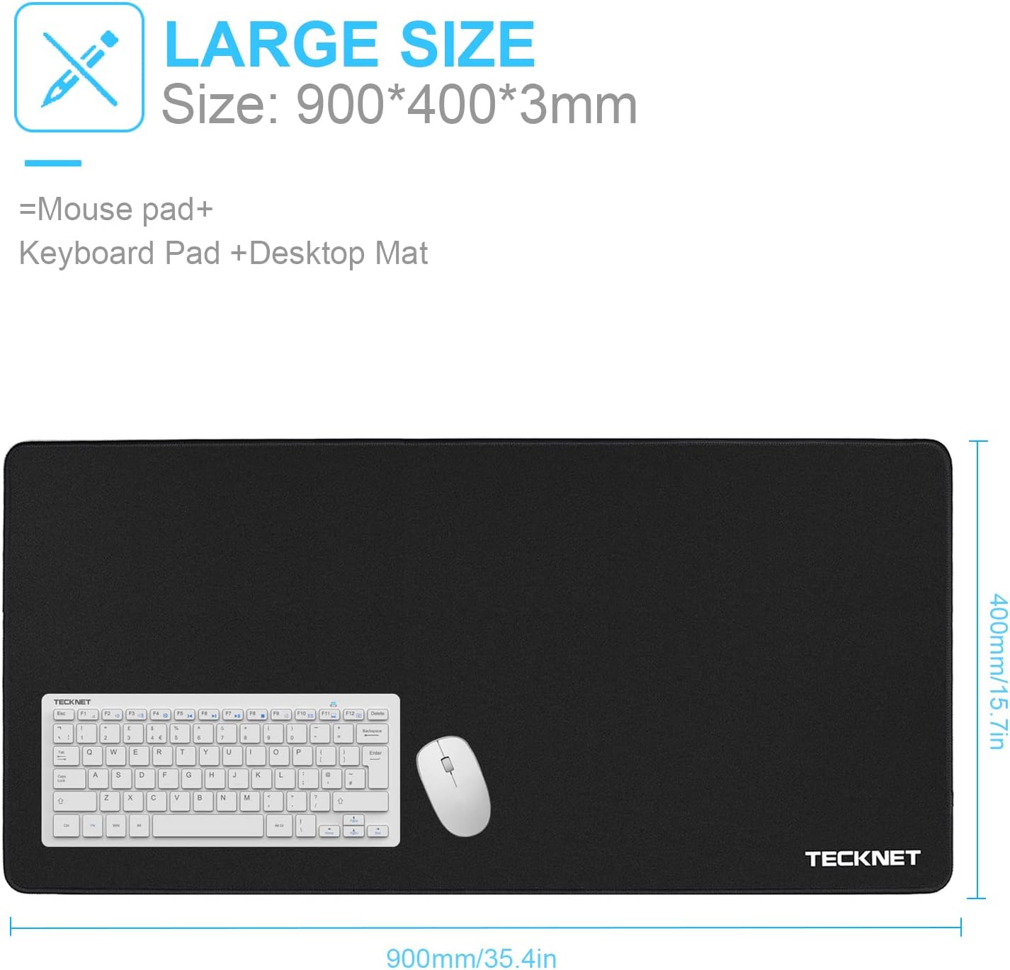 TeckNet XXL Gaming Mouse Pad, 35.4"x17.7" Extended Extra Large Mouse pad Computer Keyboard Mousepad with Non-Slip Rubber Base
