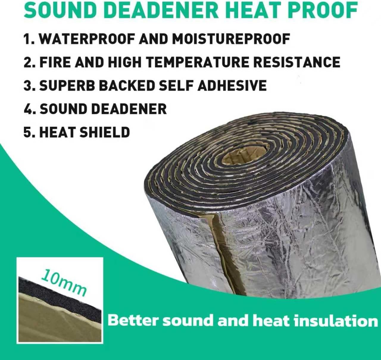 JITUIHOM 10mm Car Heat Sound Deadening Mat for Lexus GX550 TPE 2024, Automobile Sound Deadening & Heat Insulation Aluminum Foil Finish Moistureproof Waterproof