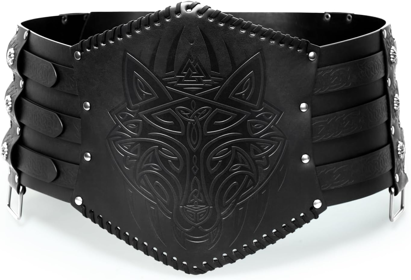 Mens Medieval Viking Leather Armor Renassance Belt Embossed Knight Corset Belt for LARP Christmas Gifts Costume