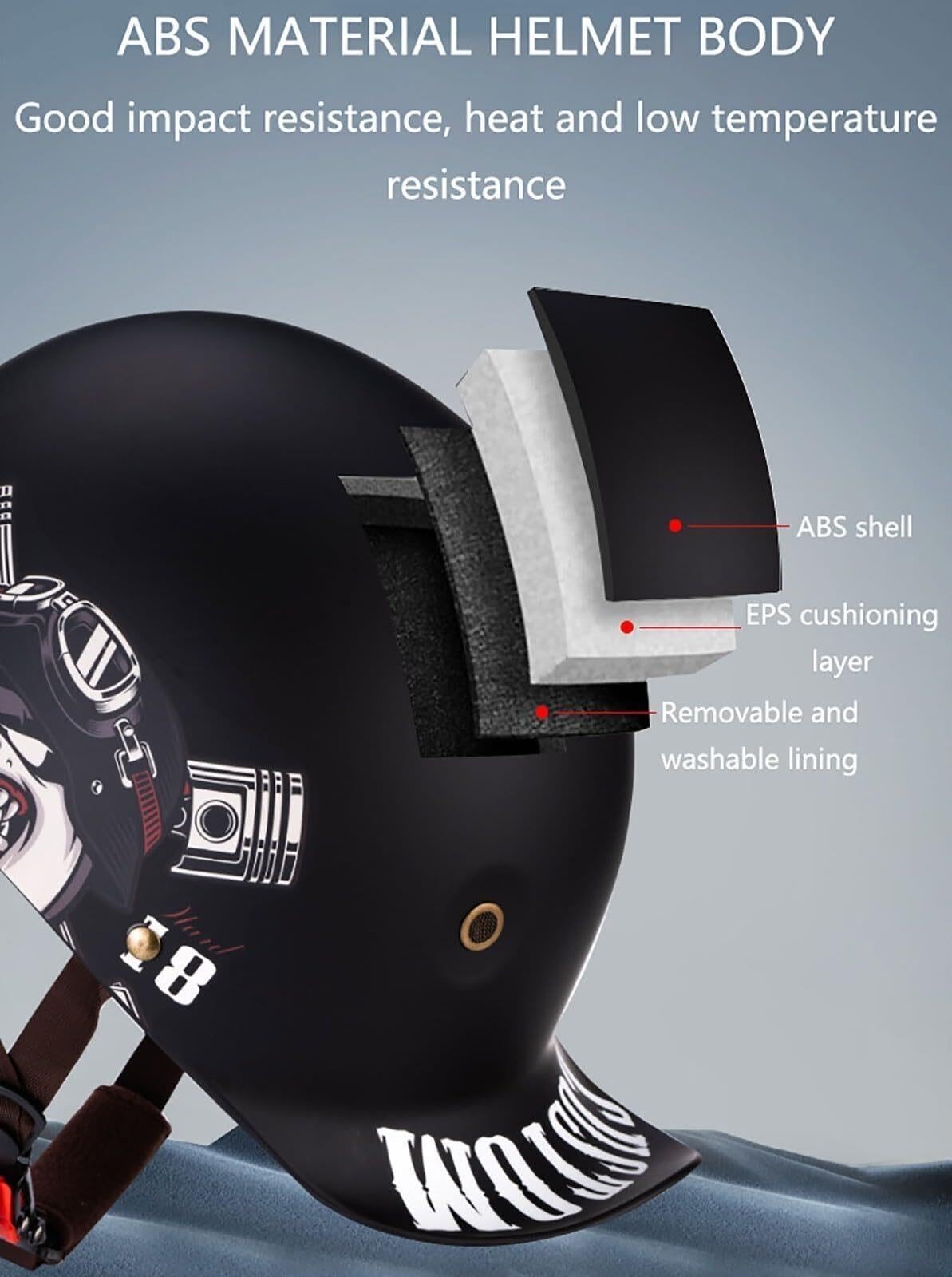 Casco Jet Moto Retrò Aperto, M-XL