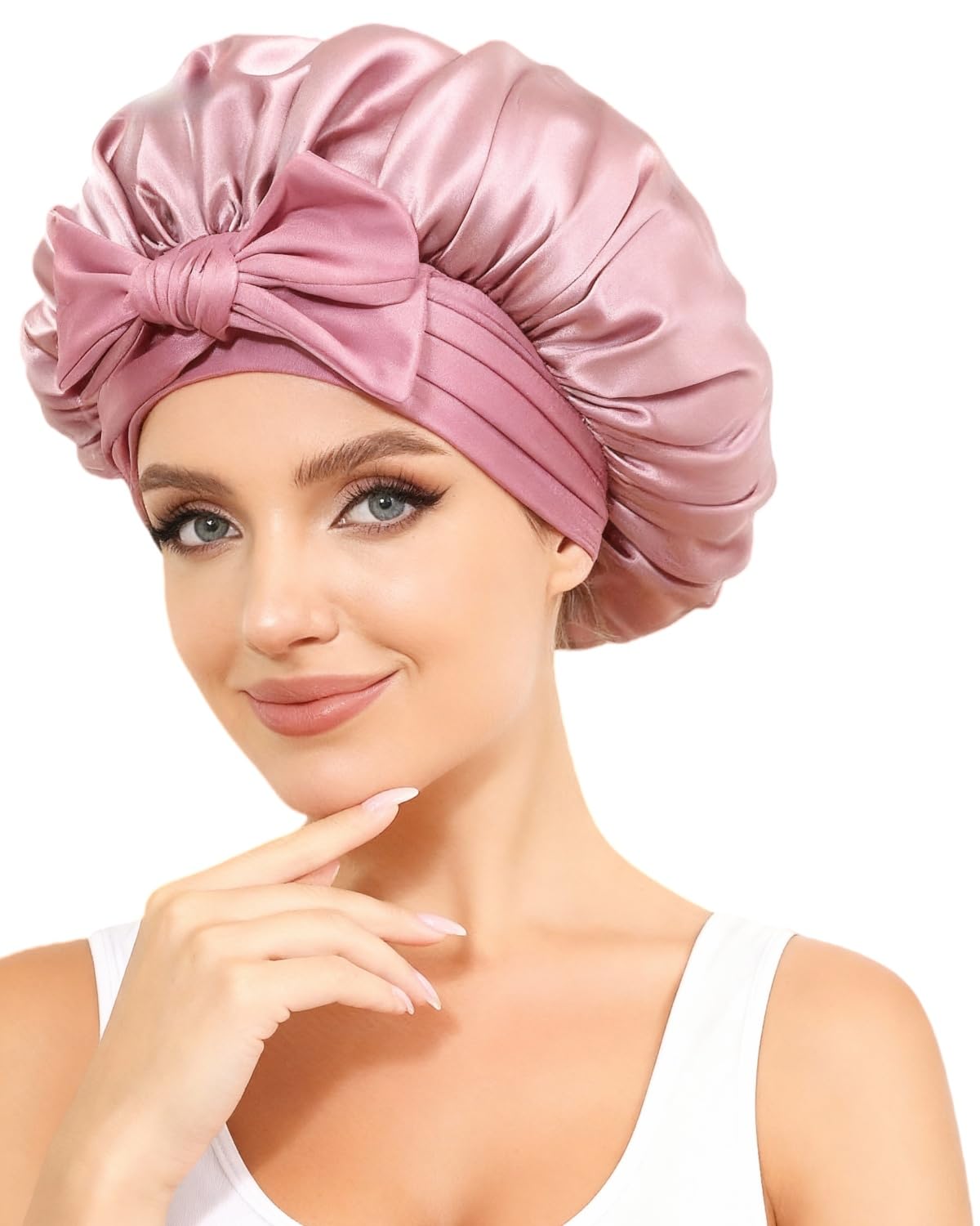 100% Silk Bonnet for Sleeping, 19 Momme Pure Mulberry Silky 