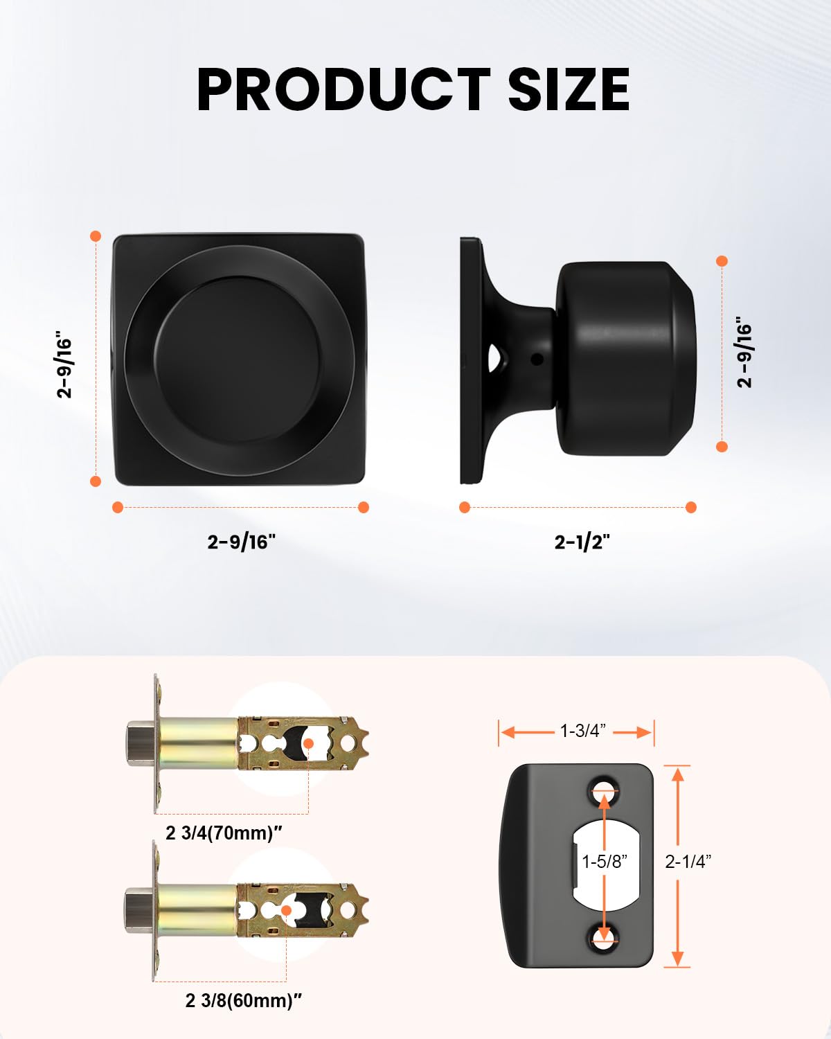 Haidms Matte Black Passage Door Knobs - 6 Pack -5