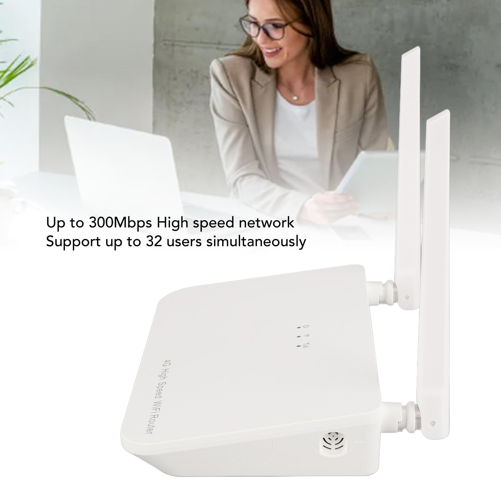 Router 4G LTE z Gniazdem Karty SIM, Mobilny Router WiFi 300 Mbps z Portami LAN WAN i 2 Antenami, Obsługuje 32 Użytkowników, dla Domowego Biura (GOWENICkxg9mc16rf-12)