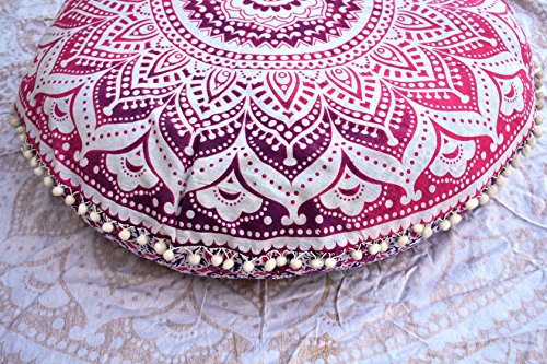 Coussin de sol traditionnel Mandala pour petits espaces, pouf Boho 32 cm - 3
