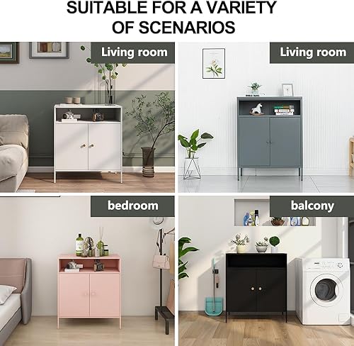 Miniatura 6 de Armario de metal de 2 puertas para dormitorio, sala de estar, hogar, hotel, oficina, garaje, cocina, 2 niveles, 1 estante extraíble, espacio