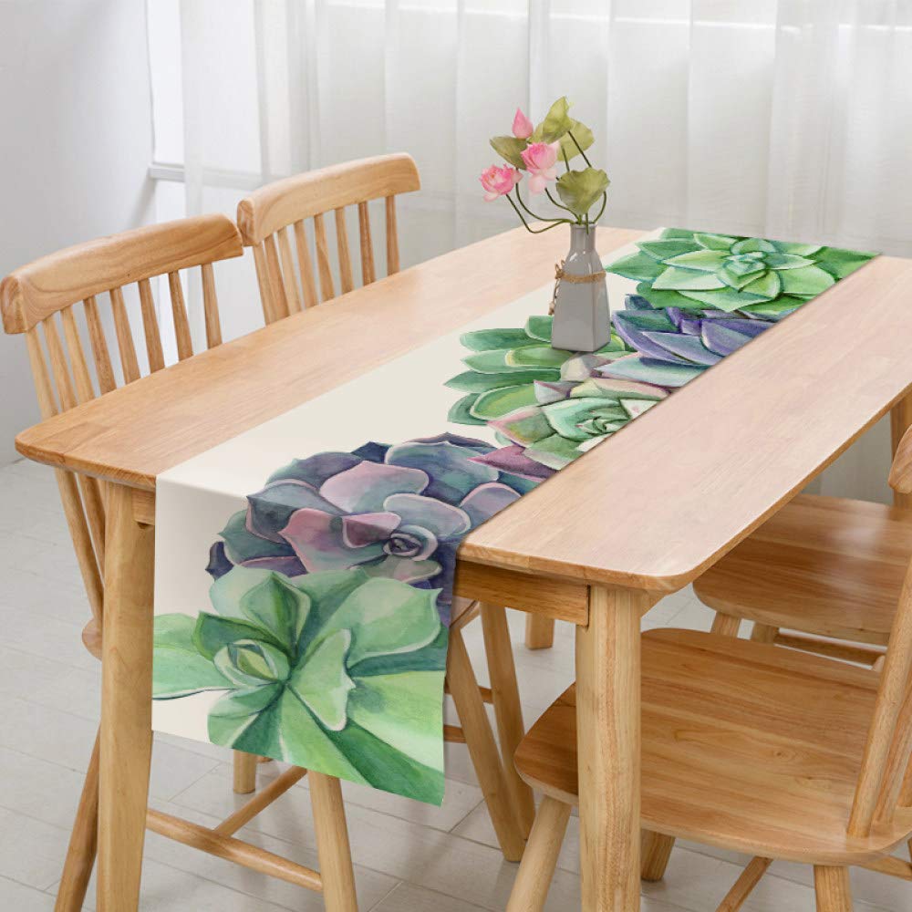 Runner Da Tavolino,Tovaglia Con Stampa Di Piante Moderne Tovaglia Verde Succulente Semplicità Nordica Panno Antimacchia Tappetino Decorativo Rettangolare Per Cena A Casa, 36 × 200 Cm / 14,17 × 78