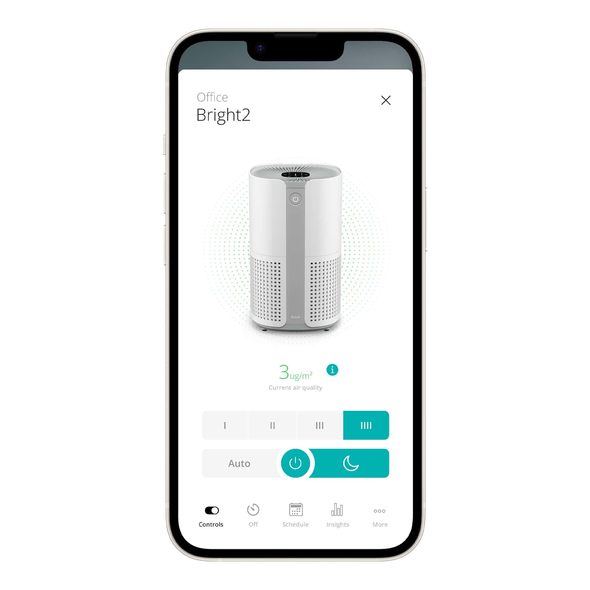 Duux Bright 2 Smart Air Purifier oczyszczacz powietrza dla alergików z 210 CADR, wskaźnik jakości powietrza i jonizator – czyści do 99,97% zanieczyszczeń do 42 m² – kolor biały