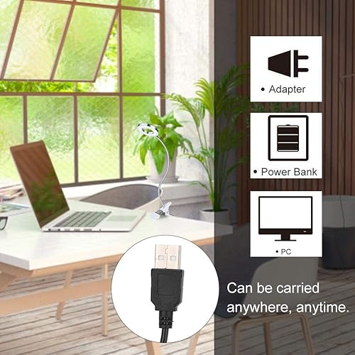 Miniatura 8 de Luz LED de lectura, lámpara de maquillaje, carga USB, ajustable, salón de belleza, luces LED de escritorio con clip para cejas, labios, extensión de