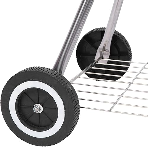 Miniatura 6 de Parrilla de carbón de 18 pulgadas, parrilla portátil con tapa y ruedas, pequeña parrilla redonda para patio trasero, campamento, barco, portón