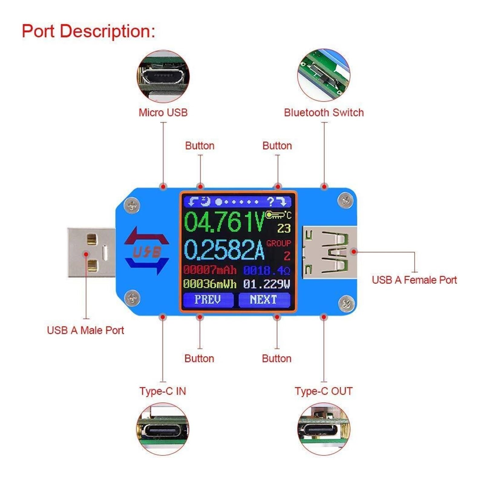Amazon.co.jp: USBテスター UM25 UM25C 電圧電流計 USB 2.0 Type-C LCD