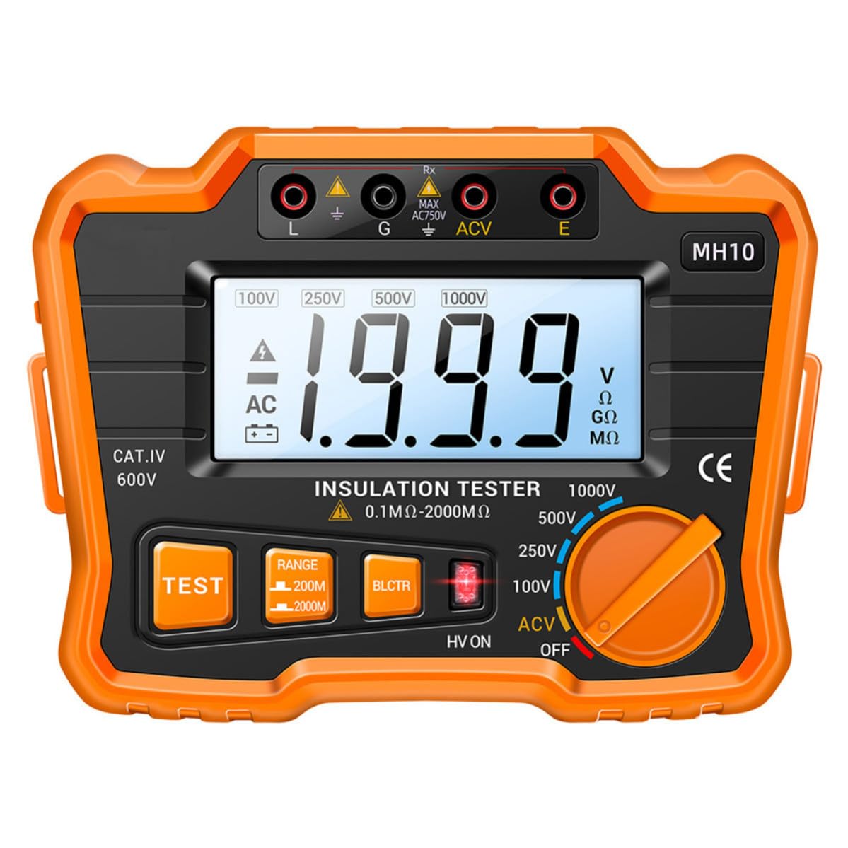 Megóhmetro Digital LCD 1000v 0,1mω-1999mω para Pruebas