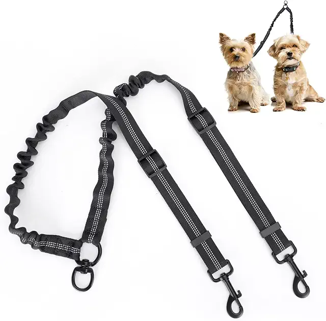 Nobleza Double Dog Leash - Tangle-Free, Adjustable for Two Dogs