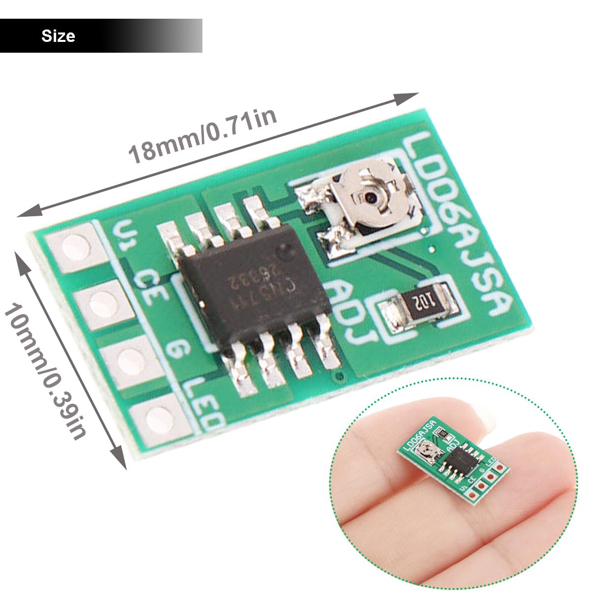 Youmile 10 pcs Adjustable Current LED Driver Board DC 3.3V 3.7V 5V 6V LED Driver module PWM Control Board 30-1500mA 1.5A Constant Current Adjustable Module with USB male cable DC female cable - Image 3