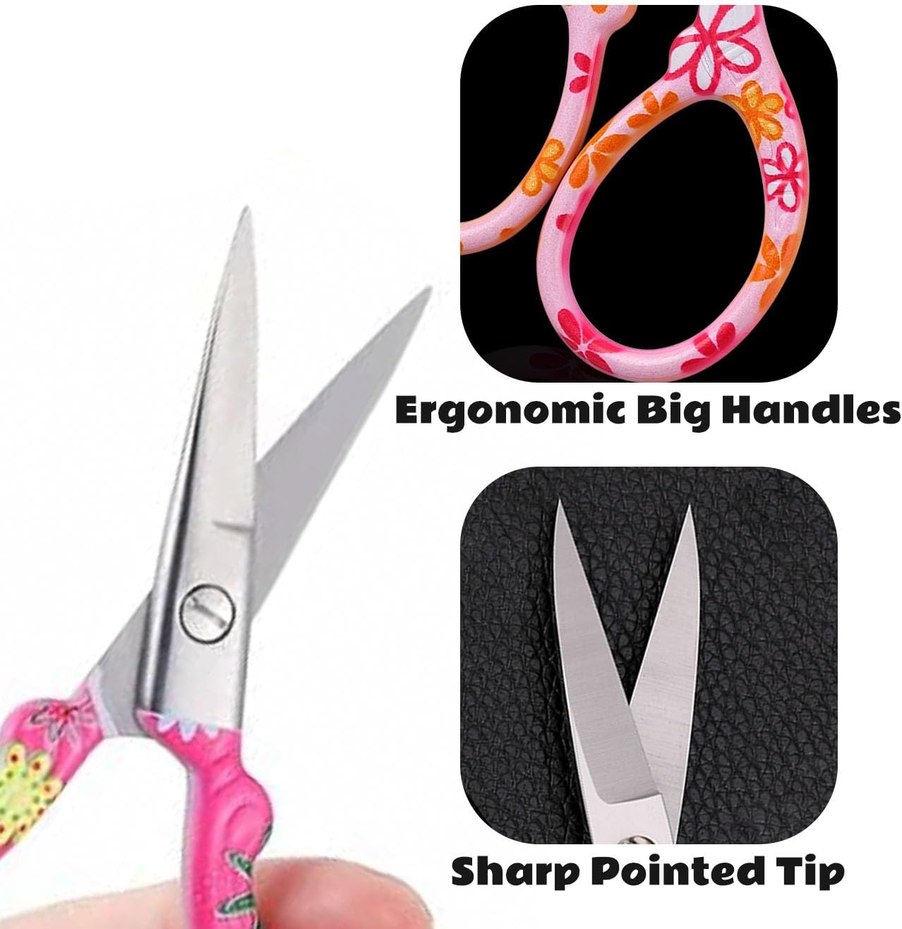 2PCS Sewing Embroidery Scissors, 3.6 Inches Sharp Stainless Steel Crochet Scissor Craft Scissors for Cross Stitch Supplies, Crochet Accessories, Paper Cutting,Threading & Needlework DIY(Red+Pink)