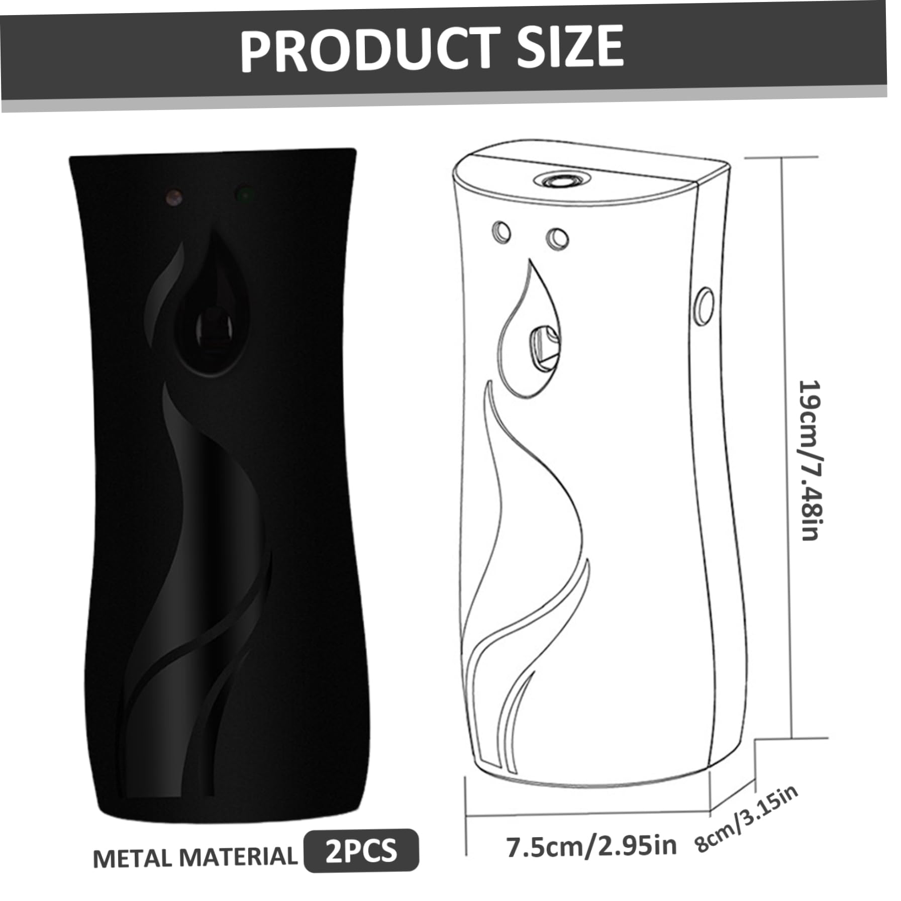 Deodorante spray automatico da 2 pezzi Deodorante spray con rilevamento automatico della luce, facile installazione, alimentato a batteria, con fragranza duratura per casa e hotel
