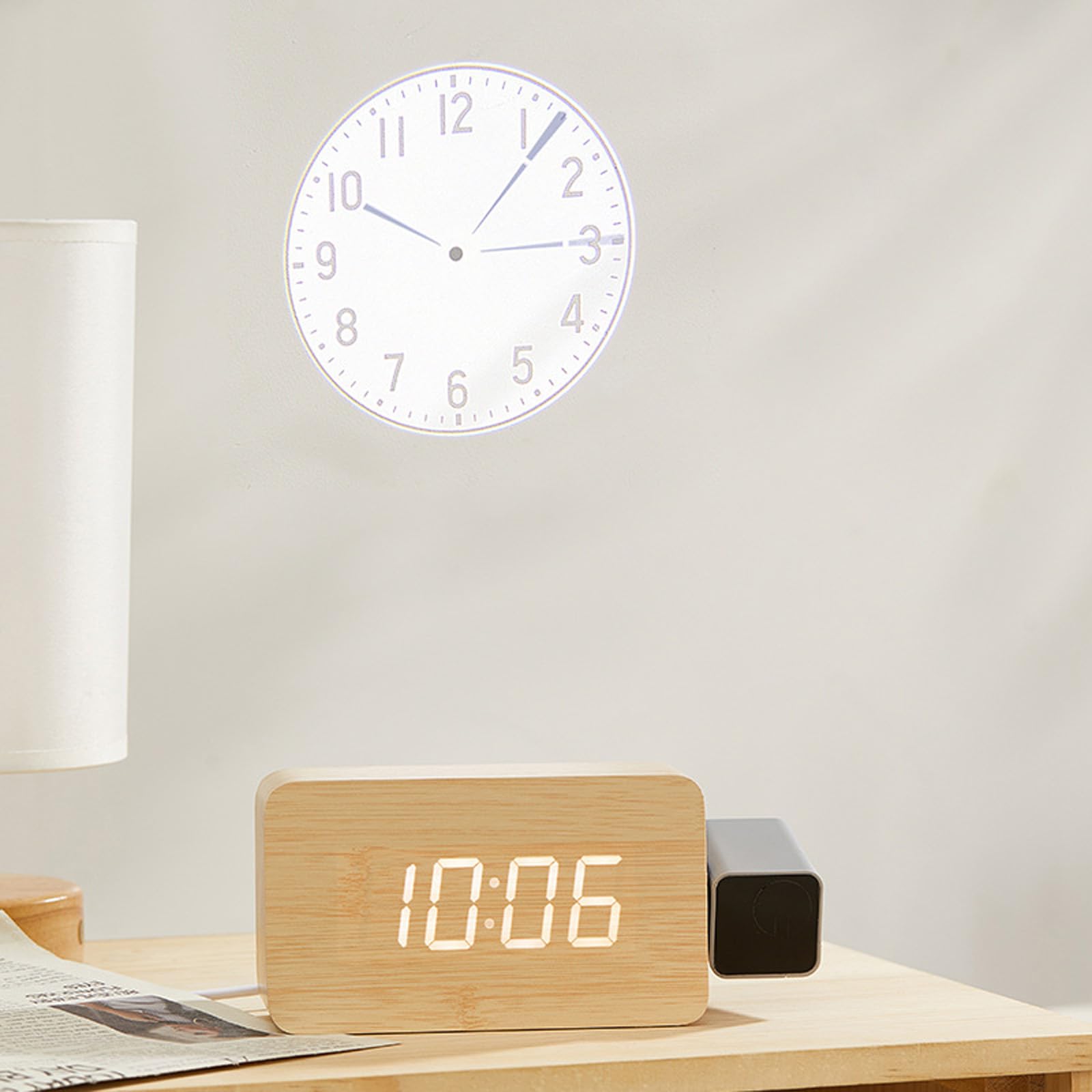 Generisch Digitale Projektionswecker für Schlafzimmer, 180° drehbarer Projektor, Laute Alarme für, ältere Menschen, schwere Schläfer, Projektionswecker