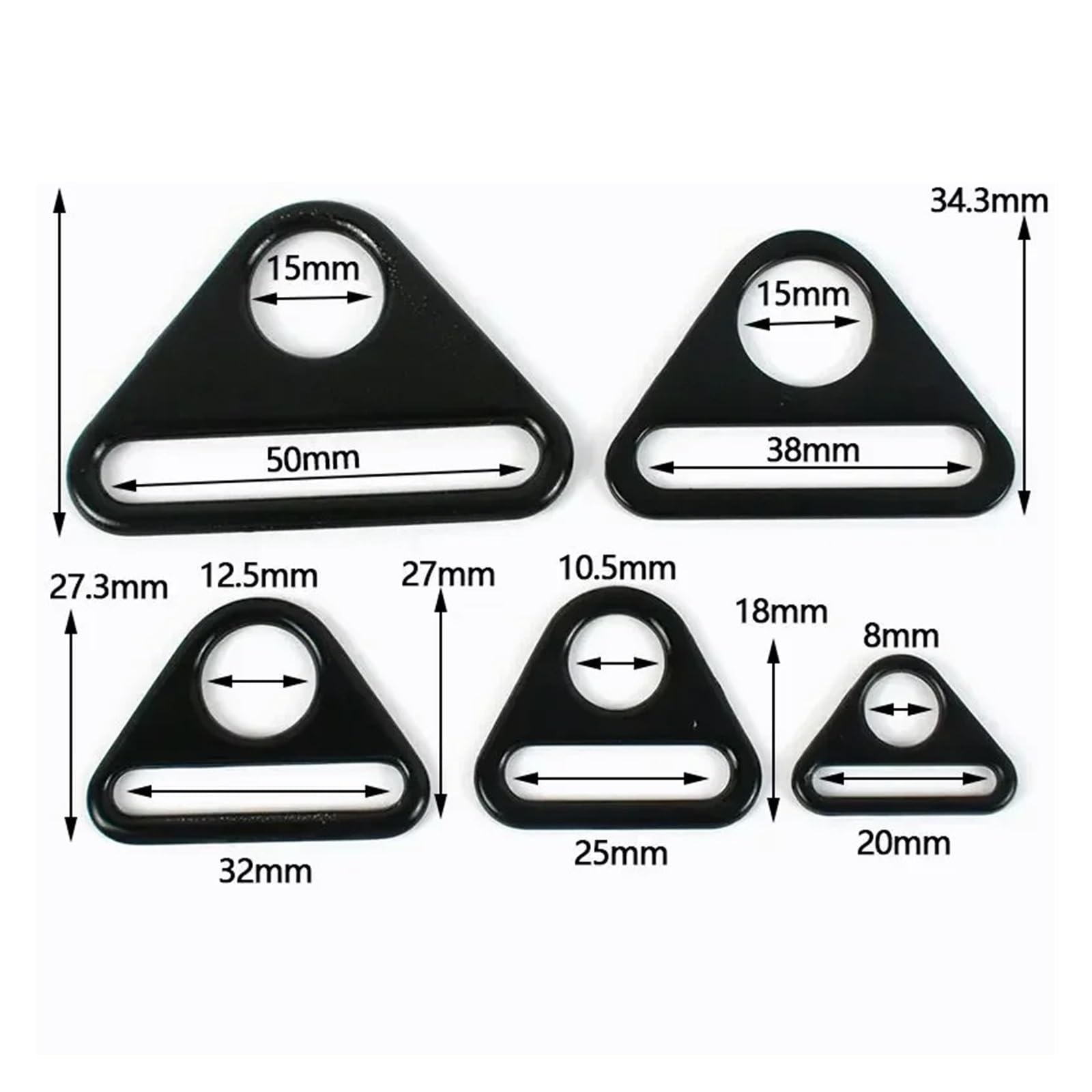 Klamry do torebek, 30 szt. 2338/50 Mm metalowe klamry pierścieniowe do regulatora zapięcia paska torby(Black,38mm)