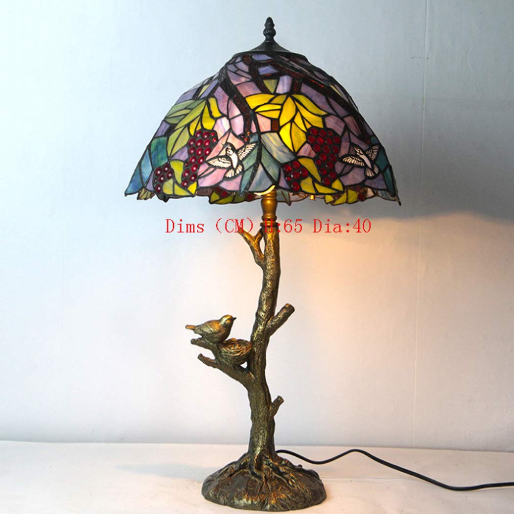 16 Cal lampa stołowa w stylu Retro Art Stained Glass'ego sztuka retro szklane lampy biurkowe lampa dekoracyjna do sypialni salon stolik nocny gabinet