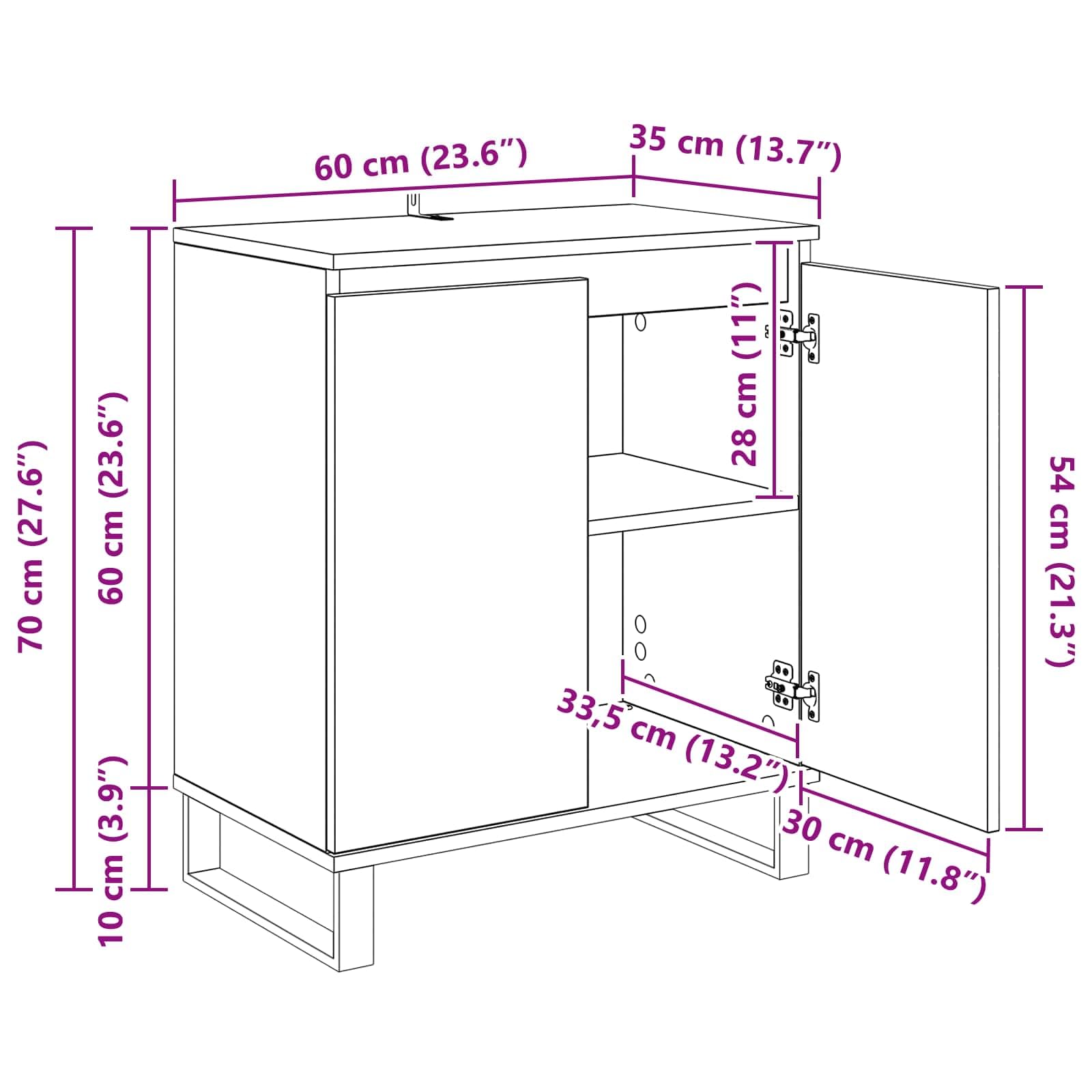 vidaXL Buffet Chêne Artisanal 60 x 35 x 70 cm Bois d'ingénierie