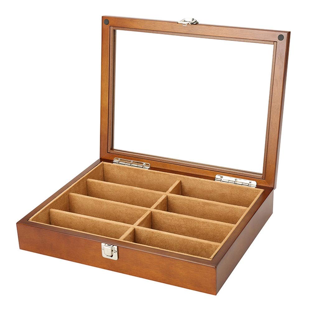 Boîtes organisateurs 8 emplacements Lunettes de Soleil présentoir Organisateur de Stockage de Lunettes et boîte de Collection Grand Support pour présentation avec Serrure idéal pour Les Lunettes