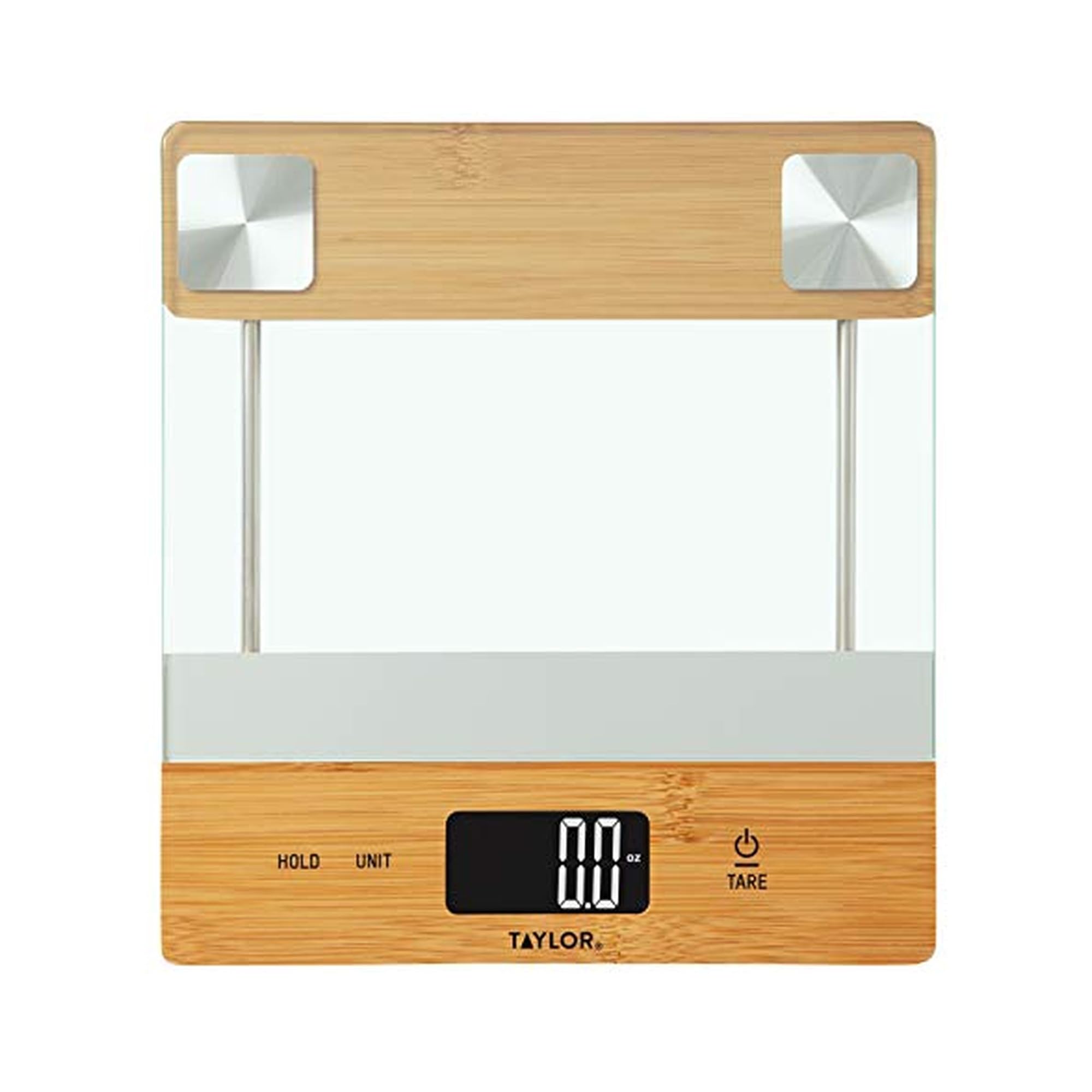 Digital Glass/Bamboo Household Kitchen Scale, 11 Pound Capacity, Natural