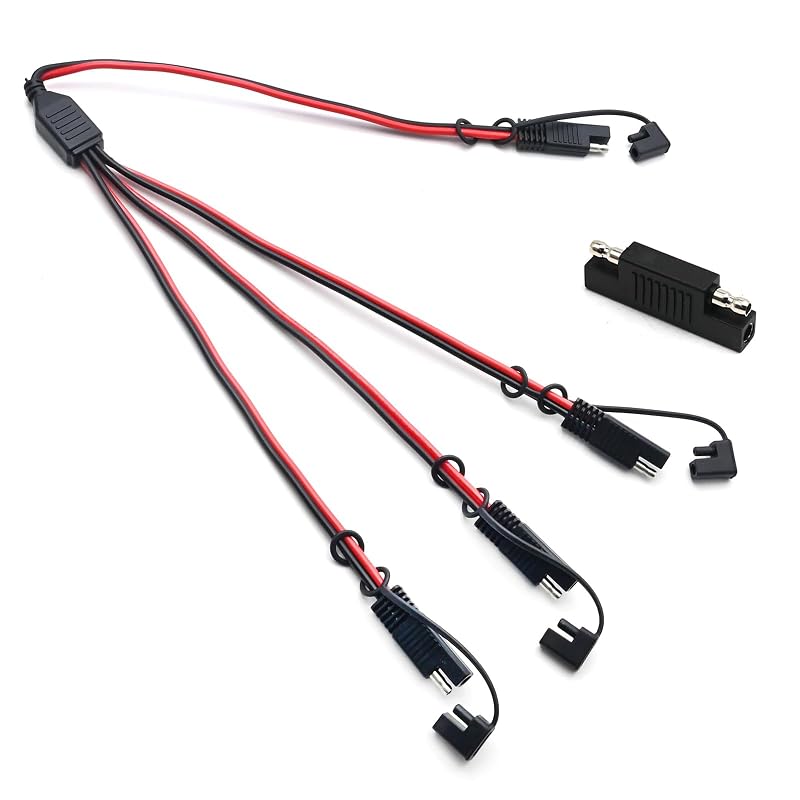 Cabo Extensor Divisor Y SAE 1 para 4, 14 AWG, 65 cm, Vermelho e Preto, com Adaptador de Inversão de Polaridade LIDSCURA
