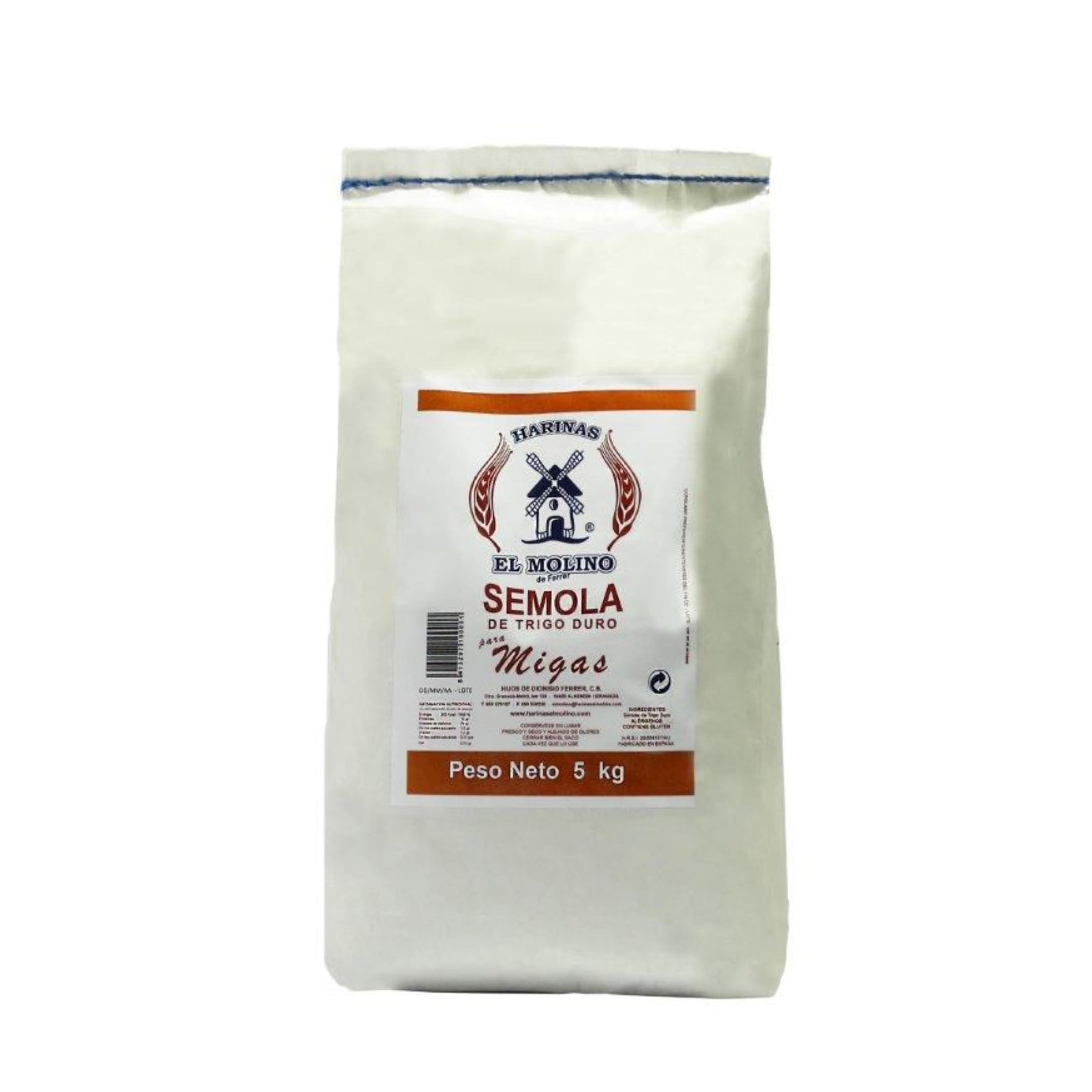 Sémola de Trigo Duro para Migas · El Molino Especial Hostelería · Saco 5Kg · Alto Rendimiento HORECA