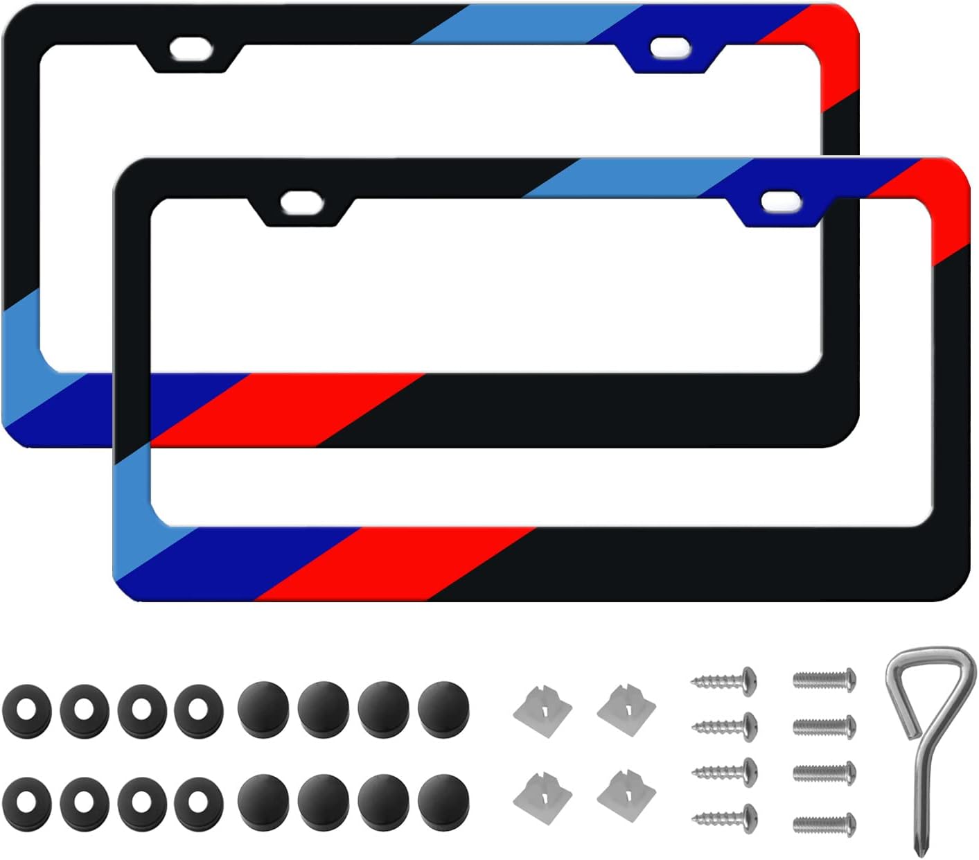 Amazon.com: 2 Pack Matte Black Universal License Plate Frames Covers ...