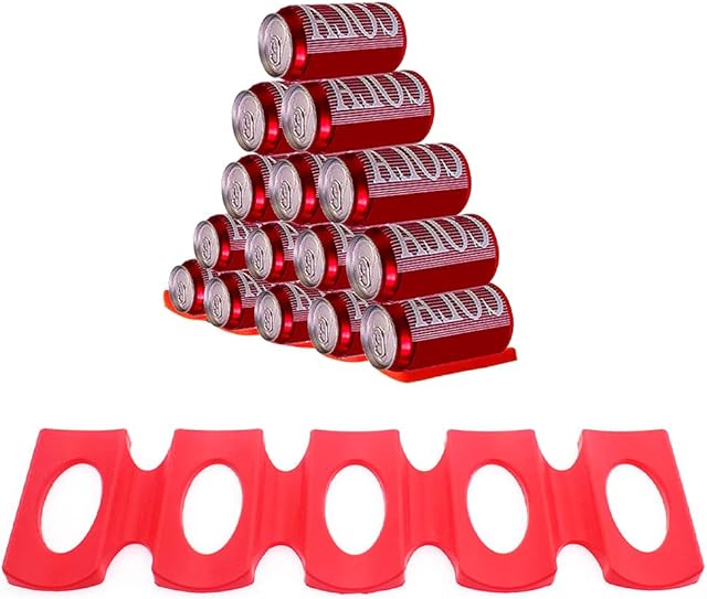 Prmape Beer Can Holder, Anti-Slip Can Holder Organiser, Portable Foldable Wine Rack, Silicone Fridge Tidy Organiser for Bar Cabinet BBQ Party