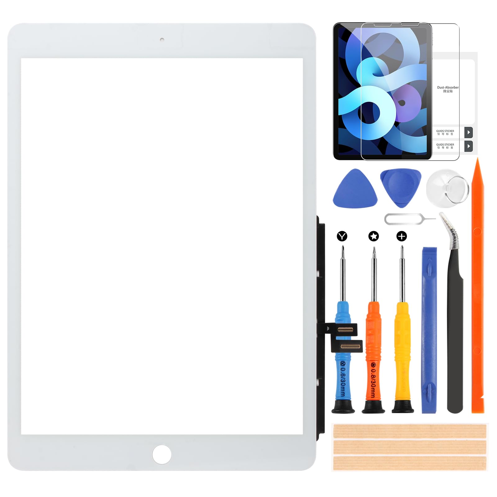 pour iPad 7ème 8ème Génération Écran Tactile de Rechange pour iPad 2019 2020 10.2" Digitizer Écran de Remplacement Compatible avec A2197 A2198 A2200 A2270 A2428 A2429 A2430(No Home Button, Non LCD)