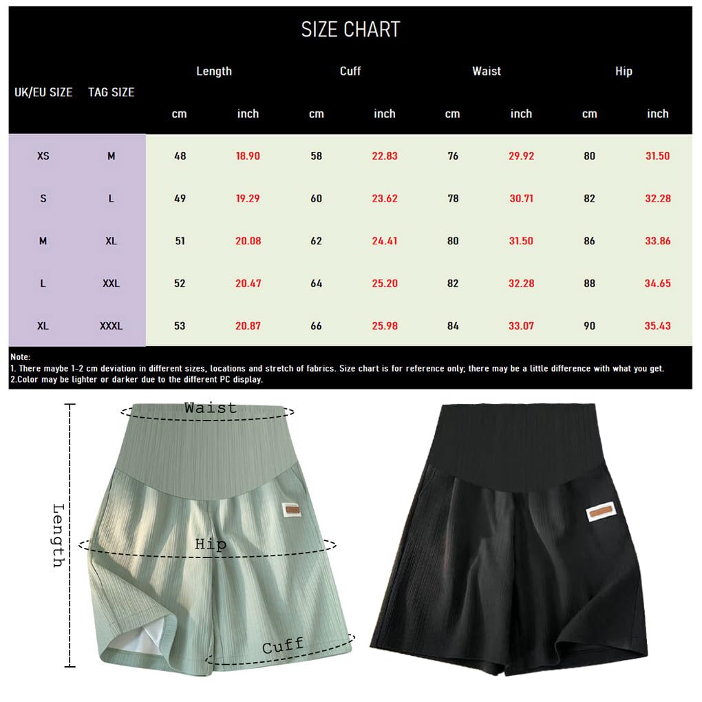 Leggings Premaman Corti, 2 Pack maternità Pantaloncini Premaman Estivi Donna Maternity Shorts Pigiama Pantaloni Corti Estivi per la Gravidanza