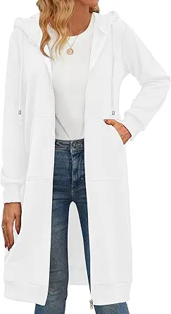 Zeagoo Women's Zip Up Hoodies Oversized Fleece Long Tunic Sweatshirts Casual Long Sleeve 2024 Fall Hoodie Jacket Coat