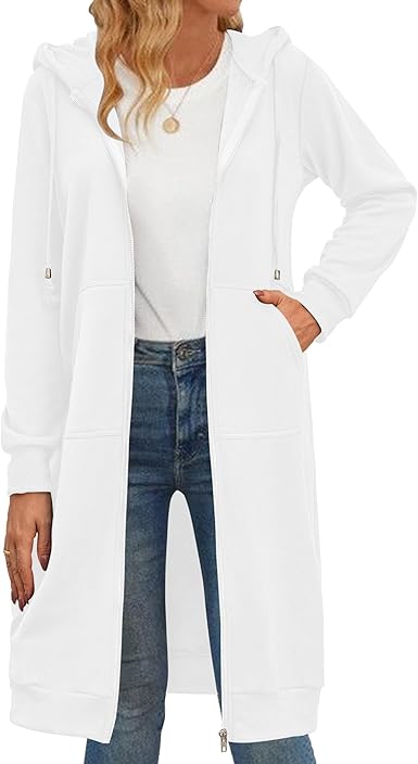 Zeagoo Women's Zip Up Hoodies Oversized Fleece Long Tunic Sweatshirts Casual Long Sleeve 2024 Fall Hoodie Jacket Coat