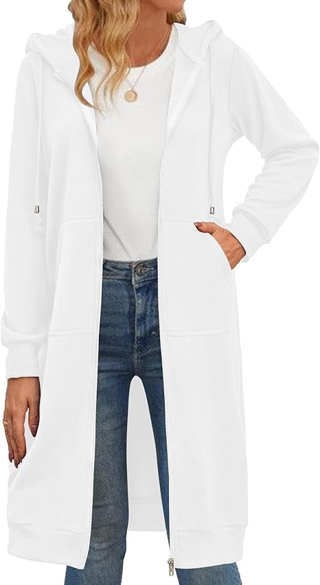 Zeagoo Women's Zip Up Hoodies Oversized Fleece Long Tunic Sweatshirts Casual Long Sleeve 2024 Fall Hoodie Jacket Coat