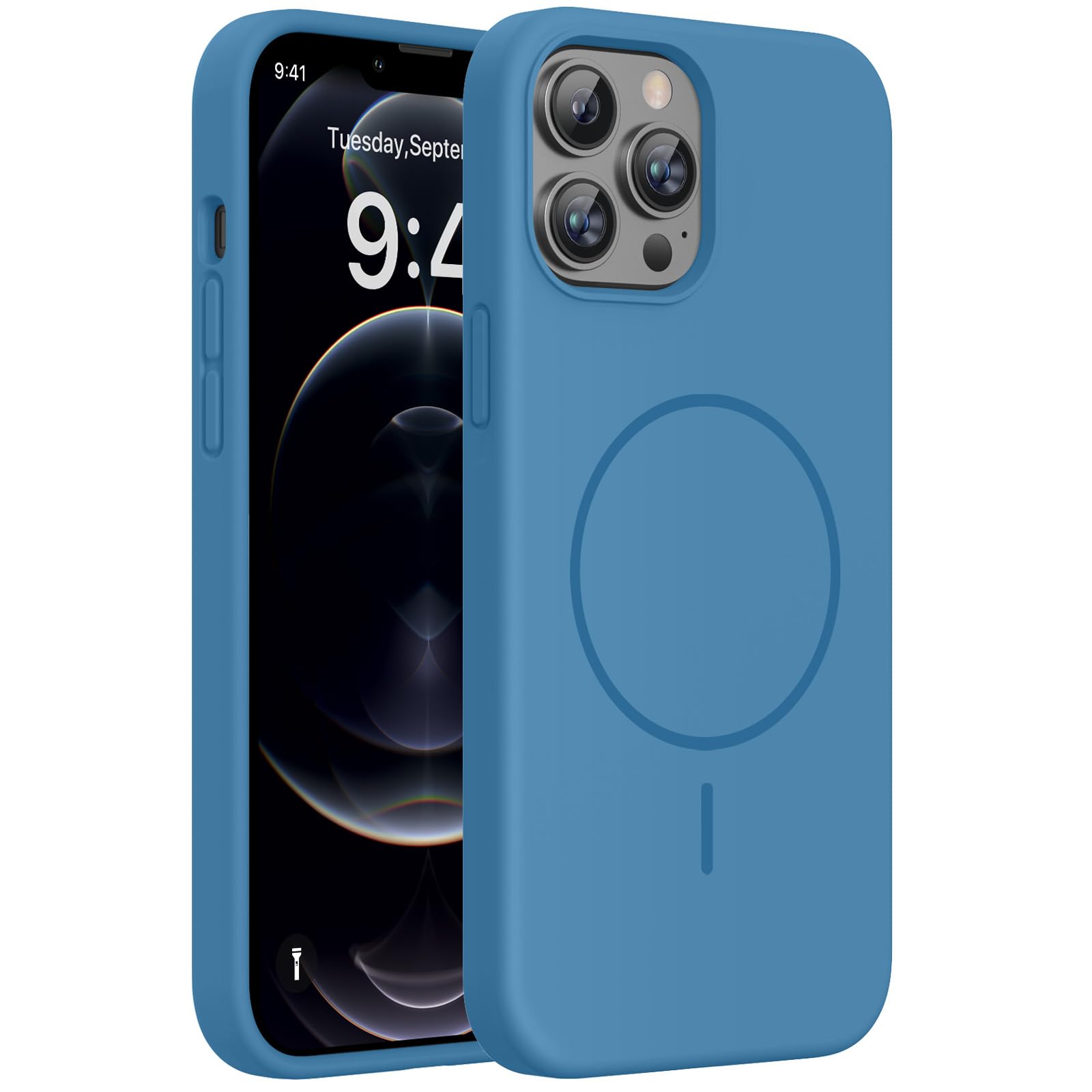 Miracase Silicone for iPhone 12 Pro Max Case, Capri Blue