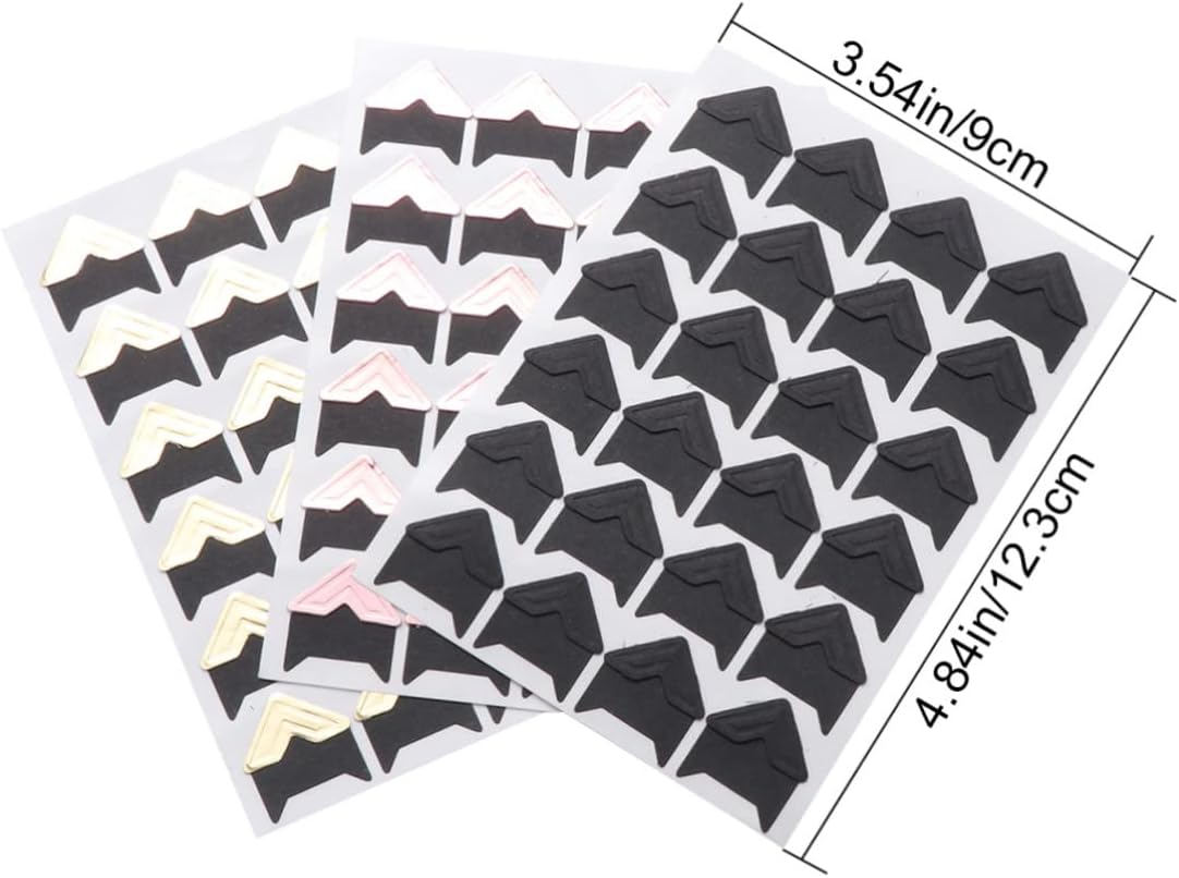 Gadpiparty 15 Sheets Self Adhesive Photo Corners Black Gold Rose Gold Retro Multicolor Mounting Stickers for DIY Scrapbooking Photo Albums Diaries Easy to Use Paper Corner Stickers