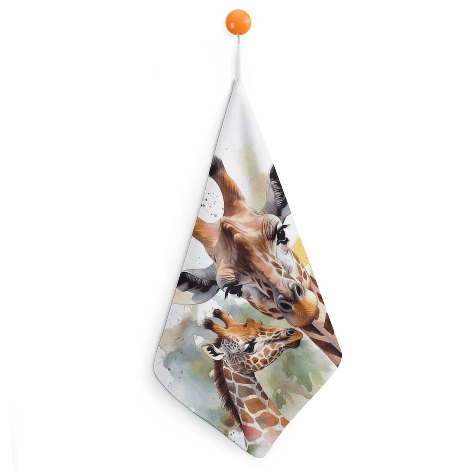 QMNLKH Watercolor Deer Giraffe Hand Towels for Kitchen, Quick Dry Hanging Hand Towels with Loops, Absorbent Hand Towel for Bathroom, Square Soft Microfiber Towels for Gym, 11.8inch 1PCS