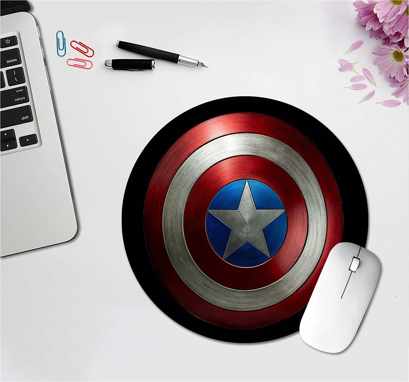 Khakee Captain America Shield Icon Theme Designer Mouse Pad Anti Skid for Laptops and Desktop Computers at Home Or Office(9X 7)(R-mpad-089)