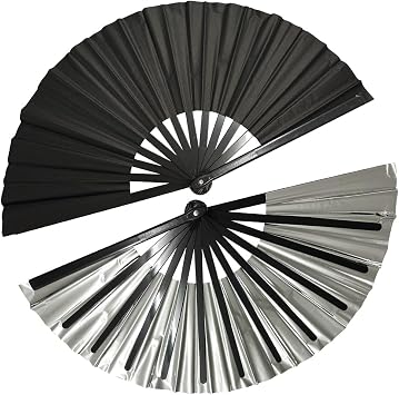 Large Fan for Line Dancing Folding Decorative Popping Clacking Fans for Boots On The Ground Dance Black