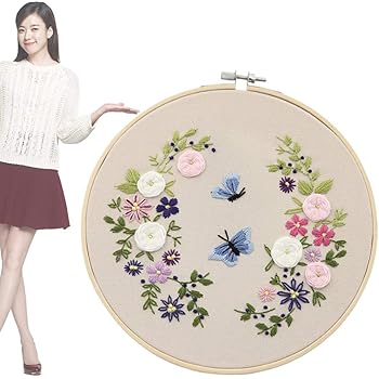 Amazon Ouken クロスステッチ 刺繍キット Diy 手作り 立体 初心者 刺繍糸 針 布 アート チョウ 風景 花パターン 綿リネン 竹フレーム 壁掛け 縫製アート ホーム デコレーション リビングルーム 寝室 装飾 初心者 大人 子供装飾品 cm 刺しゅうキット 通販