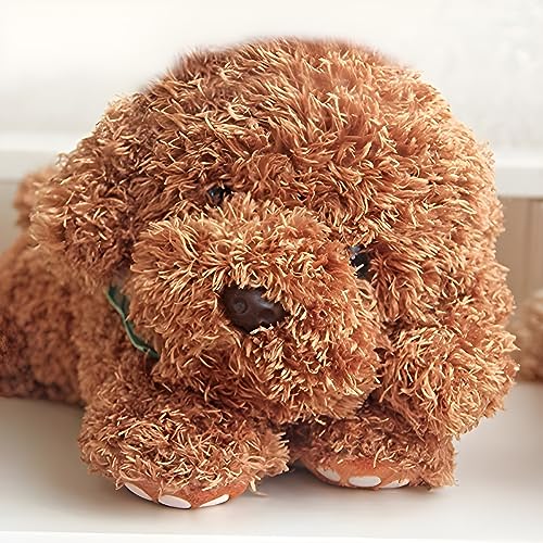 Moonovator - Stuffed Golden Doodle Dog Plush Animals Soft Toy, Cute, Cuddly, Gift for Kids and Those Who Love Plush Toys, 11 inches in Length (Brown Color)
